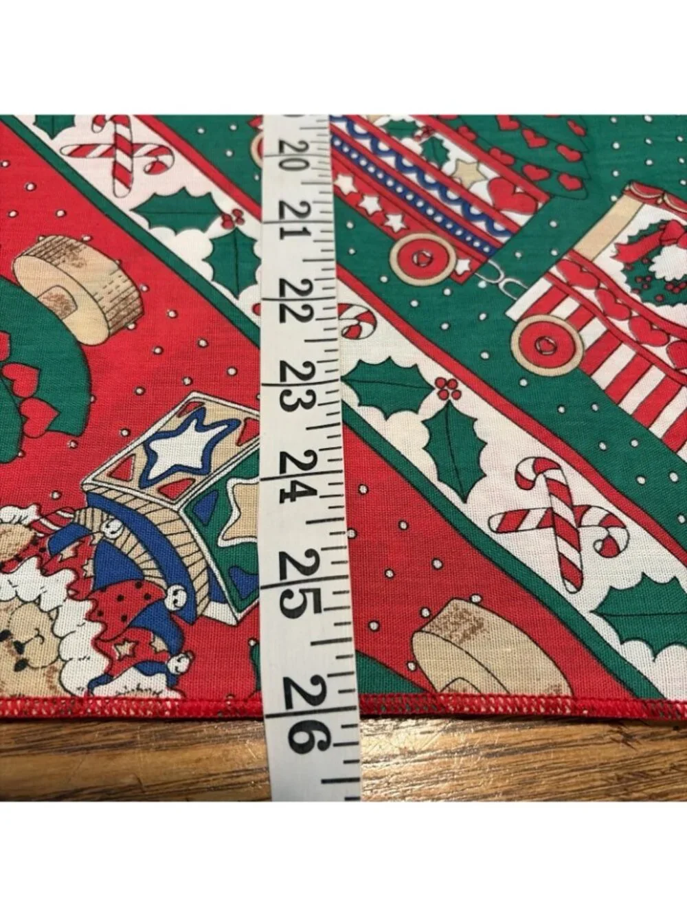 Vintage Christmas Tablecloth Holiday Dining Toys Trains Bears  Rectangle 52X70